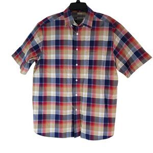 Daniel Cremieux Shirt L Madras Plaid Signature Collection 100s 2 Ply Cotton
